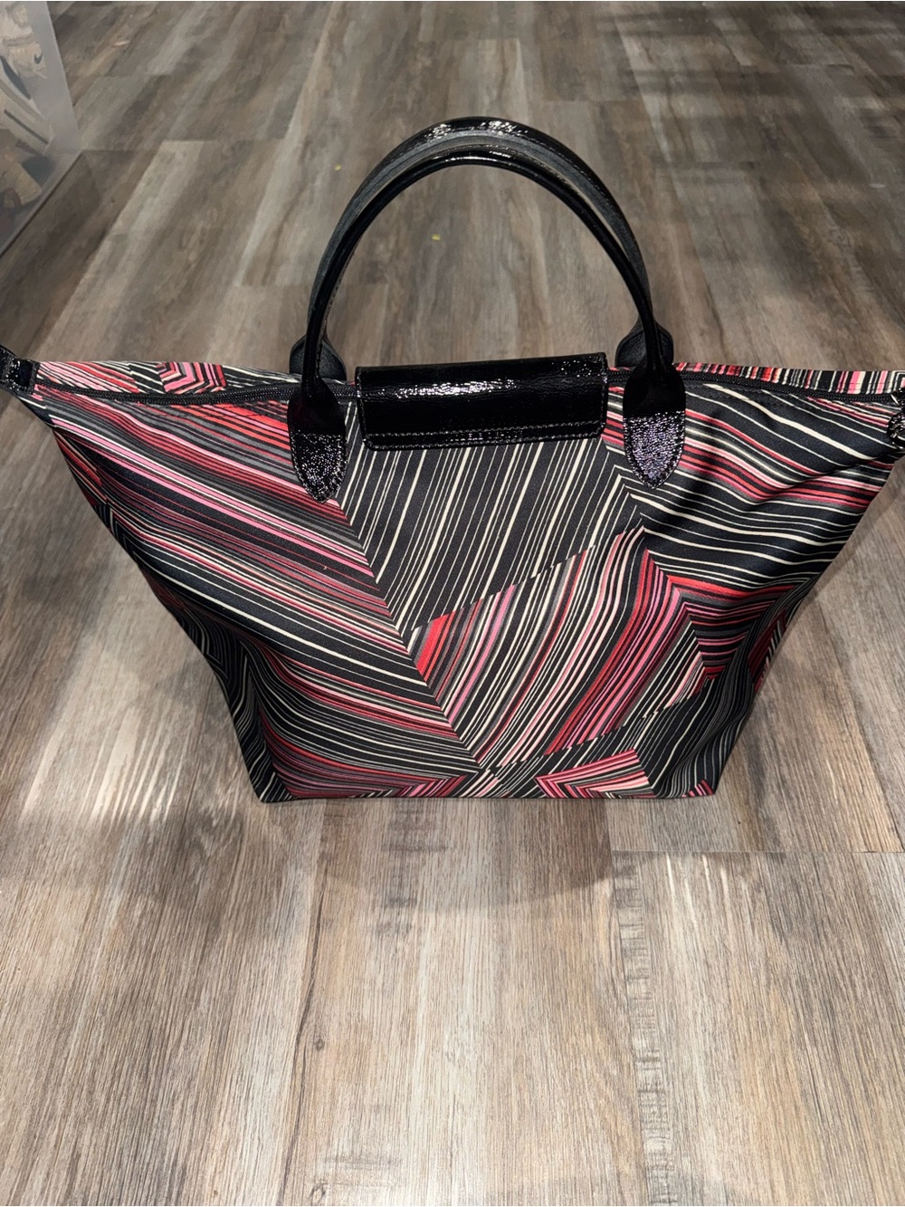 Longchamp Op Art LRG Black and Multi-Color Shoulder Tote - Picture 3 of 5